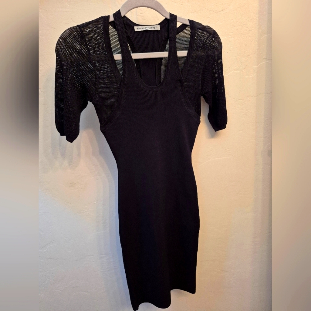 Alexander Wang  Black Dress And Earrings SIZE small Bodycon Stretch SeXzY 💋